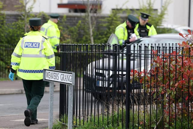 Police conducting a checkpoint in the Weavers Grange area of Newtownards in Co Down last week.  There have been ongoing incidents in the north Down area in relation to a loyalist feud.