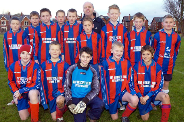 Wyre Villa team, 2004. Back row L-R: Oliver Connaughton, Andrew Dixon, Mark France, Sam Haines, James Edwell, Manager Danny Connaughton, Andy Kippax, Eddie Swarbrick, Alyxe Briggs and Tyler Ibbotson. Front: Alex Maddern, Tom Norris, Mitch Cookney, Ellis Maughan and Danny Wilson.