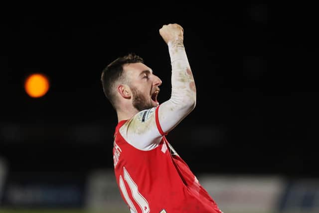 Jamie McDonagh celebrates scoring for Cliftonville in 2022. (Photo by INPHO/Jonathan Porter)