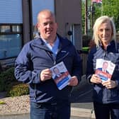 DUP councillor Clement Cuthbertson who has been elected in Mid Ulster, pictured with DUP MP Carla Lockhart