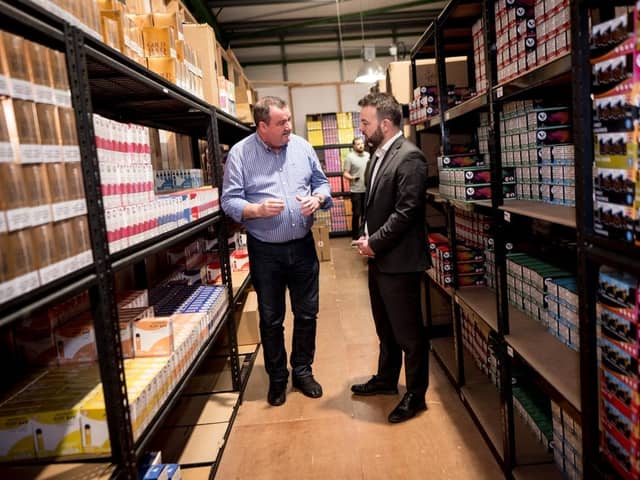 Northern Ireland-based vaping company VaporLinQ has joined forces with local MP Colum Eastwood to call for tighter industry restrictions. Pictured is Stephen Ryan, founder VaporlinQ and Colum Eastwood, Foyle MP