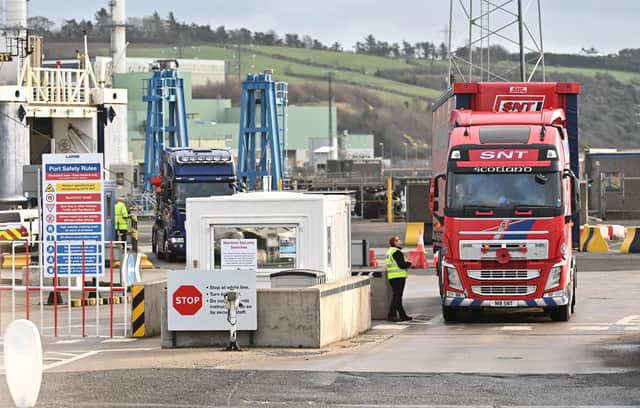 Security checks at the Port of Larne. A £40 million six-acre border checkpoint will be built at the port over the coming year, says DUP MP Sammy Wilson