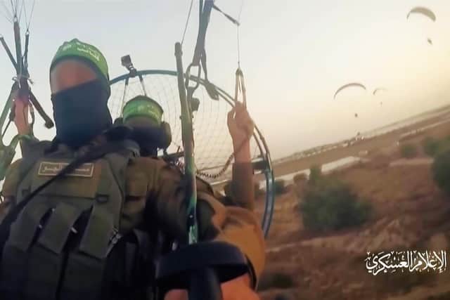 Hamas GoPro footage of attackers flying into Israel