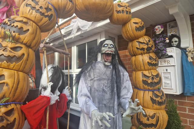 Callers to Lynn's house are in for a shock from this ghoulish greeter. Photo: Iain Gray/News Letter