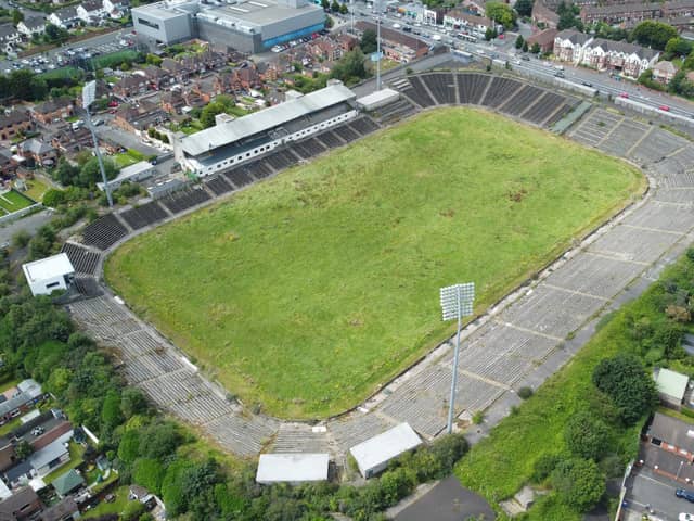 A general view of Casement Park GAA stadium in Belfast, Northern Ireland. Construction on the site in the Andersonstown area of Belfast is due to get under way next year.