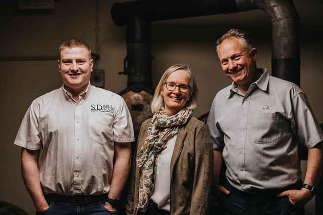 Belfast tea and coffee company SD Bell & Co Ltd has been named the oldest family-run business still operating in Northern Ireland. Pictured is SD Bell directors William Johnston, Jill & Robert Bell