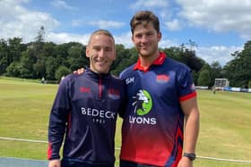Adam Dennison (left) and Steve Stolk enjoyed an impressive opening partnership at Waringstown this season. (Photo by Waringstown CC)