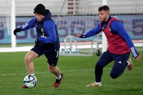 Northern Ireland’s Ross McCausland (left) and Dale Taylor during a training session at the Olympic Stadium in Helsinki