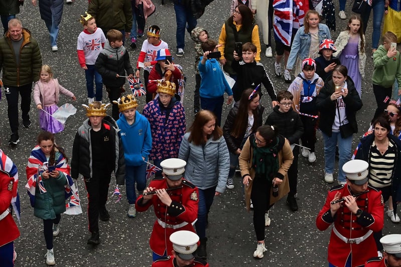 Local schoolchildren, their parents and teachers took part in the parade in Banbridge on Thursday evening