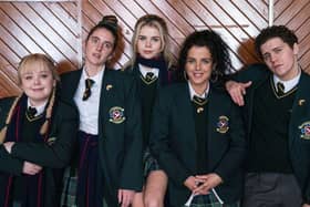 Claire, Orla, Erin, Michelle and the 'wee English fella' are Derry Girls. PIC: Channel 4