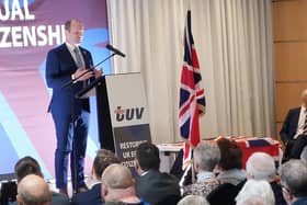 TUV deputy leader Ron McDowell speaking at the party's conference in Kells