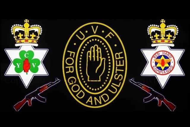 A crest of the UVF and its sister group the RHC and youth wing the YCV