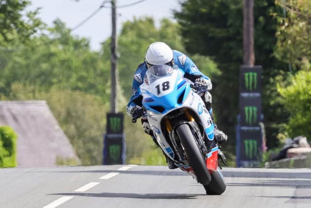 Shaun Anderson on the Team Classic Suzuki at the 2024 Isle of Man TT. (Photo by David Maginnis/Pacemaker Press)