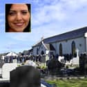 Family and friends pictured at the funeral of Westlife fan Danielle O'Keane (inset) who died going to meet husband after a concert