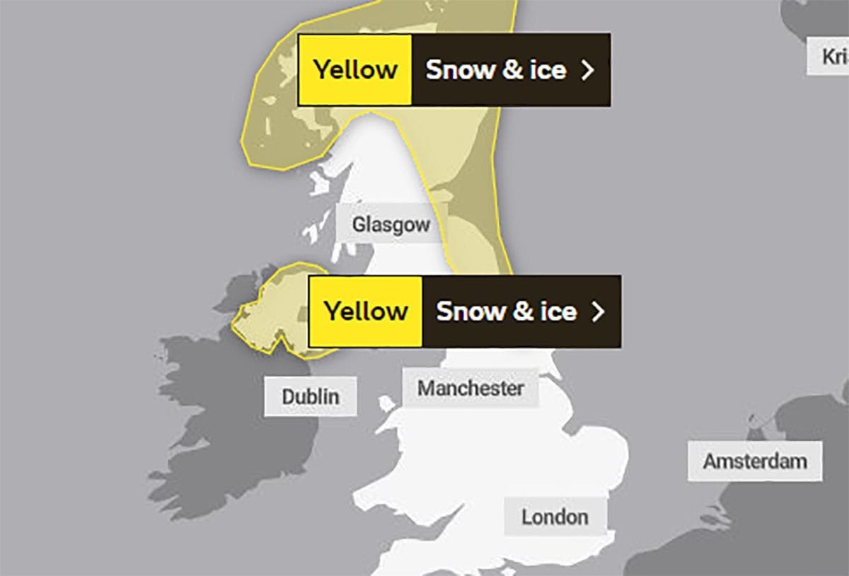 The Met Office has updated its forecast for Northern Ireland - Disruption possible