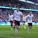 Bolton Wanderers' Eoin Toal celebrates scoring their side's second goal of the game during the Sky Bet League One play-off, semi-final, second leg match at the Toughsheet Community Stadium, Bolton. PIC: Martin Rickett/PA Wire.