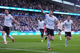 Bolton Wanderers' Eoin Toal celebrates scoring their side's second goal of the game during the Sky Bet League One play-off, semi-final, second leg match at the Toughsheet Community Stadium, Bolton. PIC: Martin Rickett/PA Wire.