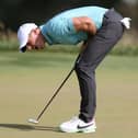 Rory McIlroy reacts to a missed birdie putt on the 10th green during Sunday's final round of the US Open