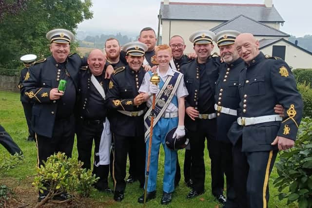Members of the Shankill Defenders Flute Band at the Royal Black parade in Newry on Saturday 29 August 2026.