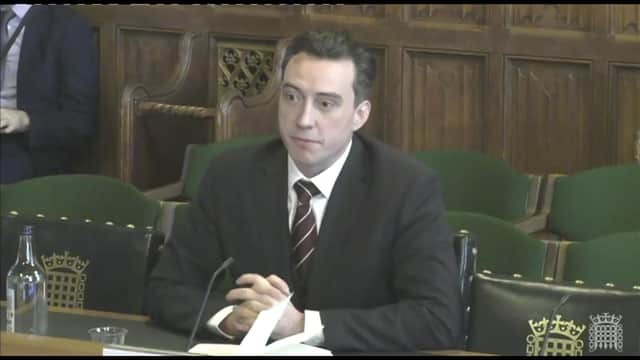 Screengrab of Northern Ireland Consumer Council director of infrastructure and sustainability Peter McClenaghan giving evidence on the cost-of-living crisis to the Northern Ireland Affairs commitee at Westminster on Wednesday