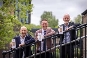 Newry headquartered Around Noon acquires The Soho Sandwich Company to create £80m group with 800 staff.  Pictured are Daniel Silverston, managing director of The Soho Sandwich Company, Gareth Chambers, CEO of Around Noon Foods and Howard Farquhar, chairman of Around Noon