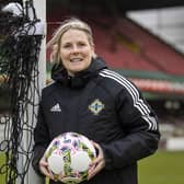 Gail Redmond, Women's Development Manager at the Irish Football Association (IFA), and volunteer head coach of the Glentoran Women's FC, who has been made an MBE (Member of the Order of the British Empire) for services to Association Football in Northern Ireland in the New Year Honours list, pictured at The Oval, Glentoran's home ground.