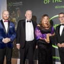 Willowbrook Foods was named 'Agri Food Business of the year'. Also included are compere Barra Best and Mark Hewitt, Kerry Foods. Pic: McAuley Multimedia