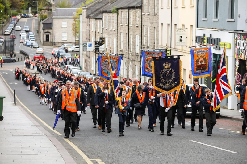 On Sunday 28th of April the Junior Grand Orange Lodge of Ireland began to mark the organisation’s fiftieth anniversary year with a Church Service and Parade in Armagh. The event was attended by members from across its Jurisdiction, as well as visiting dignitaries. The celebrations will culminate in May 2025. (Photo by Graham Baalham-Curry):-