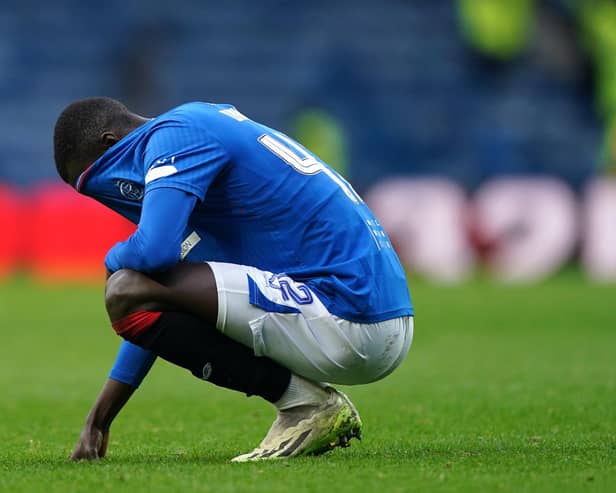 Rangers' Mohammed Diomande dejected following the cinch Premiership loss to Motherwell at the Ibrox Stadium. (Photo by Andrew Milligan/PA Wire)