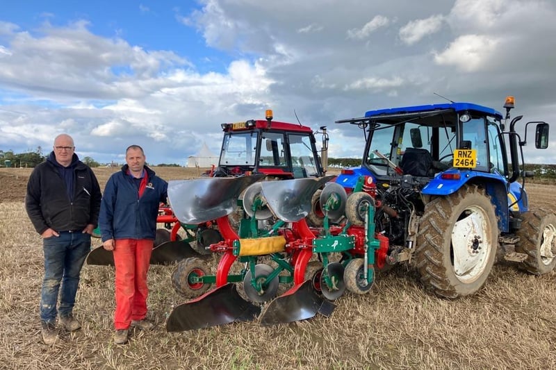 Magherafelt's David Wright who was representing Northern Ireland in the Reversible Class and Rodney Crawford from Comber representing Northern Ireland in the Conventional Class at the recent National Ploughing Championships in Ratheniska, County Laois