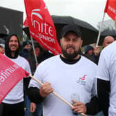 Unite the Union members at Lisburn and Castlereagh Council staged a picket in Lisburn when the strike began on September 6, 2022.