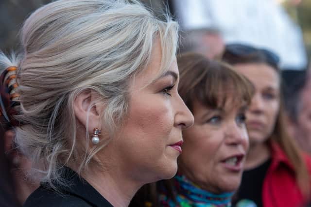 First Minister Michelle O'Neill and Sinn Fein president Mary Lou McDonald pictured on Garvaghy Road, Portadown. Picture: Tony Hendron