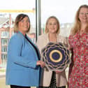 ICC Belfast, Waterfront Hall and Ulster Hall have been awarded a Bronze accreditation by Diversity Mark showcasing the venues’ ongoing commitment to gender diversity. The organisation, which employs almost 300 people across its three Belfast venues, is led by Chief Executive Julia Corkey, and has achieved a 50:50 male:female balance at executive level, with senior management roles throughout the business also now approaching a 50:50 gender split. Pictured are Clare McCann, Emma Lyttle and Julia Corkey