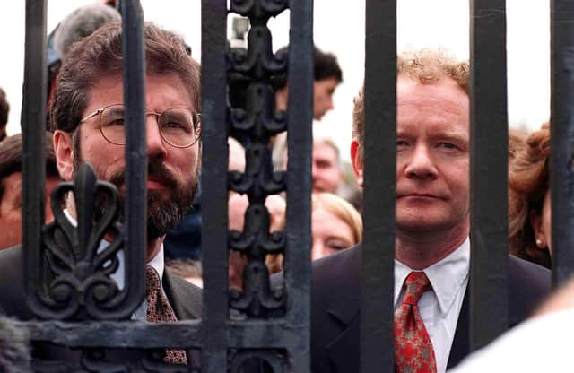 Gerry Adams and martin McGuinness at Stormont. Republicans supposedly bought into Stormont yet it has been suspended many times