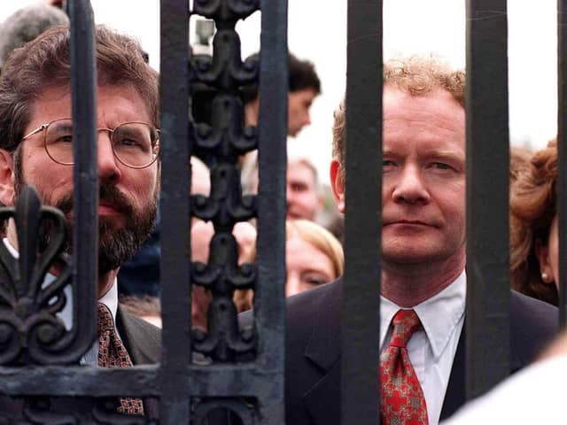 Gerry Adams and martin McGuinness at Stormont. Republicans supposedly bought into Stormont yet it has been suspended many times