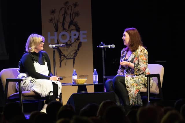 Actress Tara Lynne O'Neill (Ma Mary in the hit series) in conversation with the show's creator Lisa McGee. The last episode of the third season pondered the signing of the Good Friday agreement 25 years ago