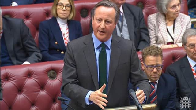 Foreign Secretary Lord David Cameron speaking during his first monthly question time in the House of Lords. Photo: House of Lords/UK Parliament/PA Wirent/PA Wire