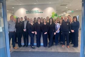 Specsavers Connswater has opened the doors of its new location within Connswater Retail Park following a significant £650,000 investment. Pictured is the team