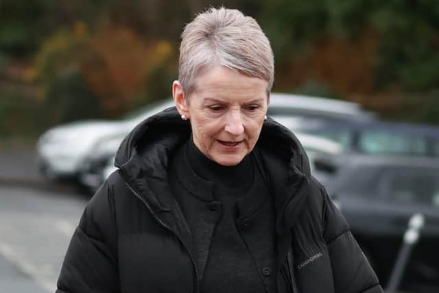 The complainant alleged that she had told Lady Eleanor Donaldson that Jeffrey Donaldson had been looking at her and behaving strangely. The complainant on Monday denied "making this up" as she went along. Lady Donaldson was not in court and is seen above at an earlier hearing. Pic: Liam McBurney/PA