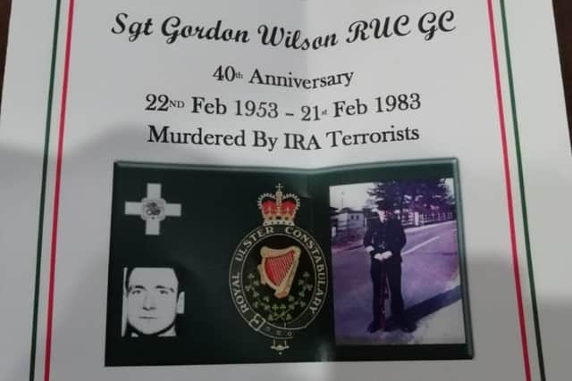 A 40th anniversary service for RUC Sgt Gordon Wilson was held on Sunday evening in Loughbrickland.