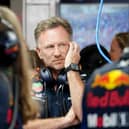 Christian Horner faced the media as an investigation into an allegation of “inappropriate behaviour” against the Red Bull team principal continues