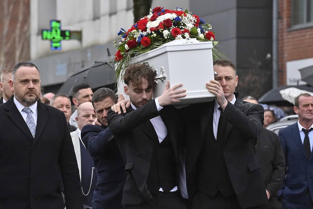 Mason Keilhauer's funeral was held on the Shankill Road today. Photo: Arthur Allison/Pacemaker Press