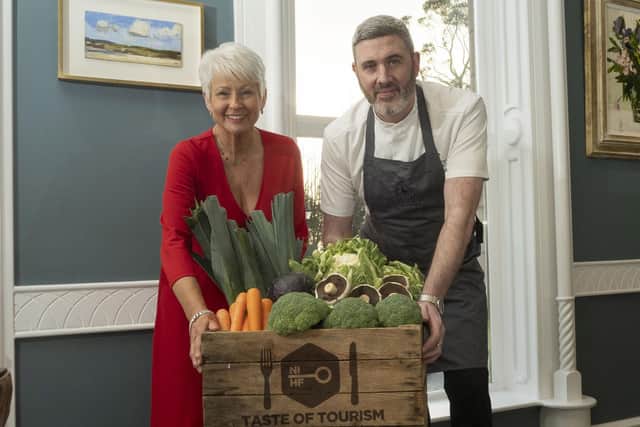 Taste of Tourism compere, Pamela Ballantine with Mark Begley, Executive Head Chef, Culloden Estate & Spa