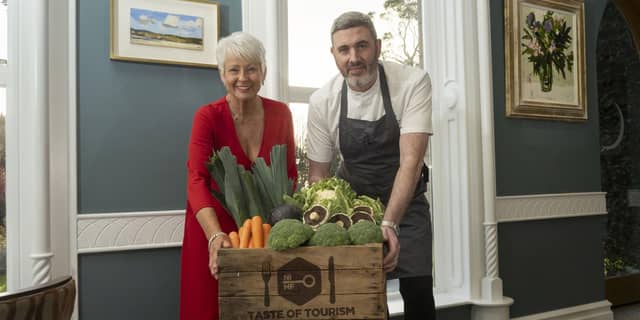 Taste of Tourism compere, Pamela Ballantine with Mark Begley, Executive Head Chef, Culloden Estate & Spa