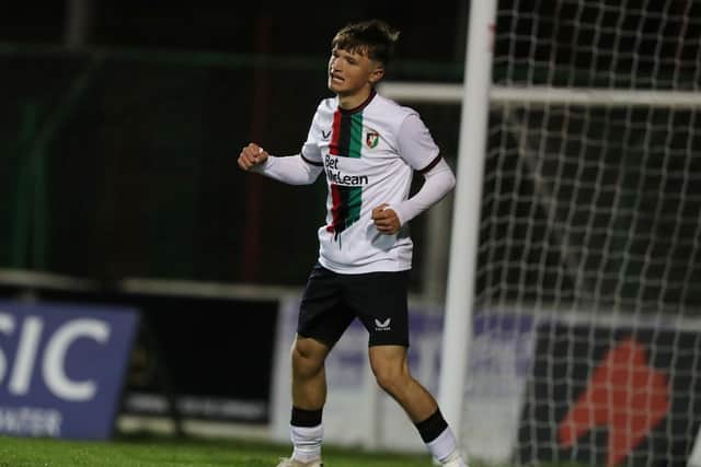 George Feeney, who scored his first goal for Glentoran earlier this month against Dollingstown, is one of nine Irish League youngsters included in the Northern Ireland U17 squad. PIC: INPHO Brian Little