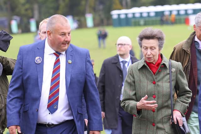 John McCullough, chairman of the local organising committee with Princess Anne at the World Sheepdog Trials 2023 at Dromore Co Down.
Photo by Phil Magowan / Press Eye