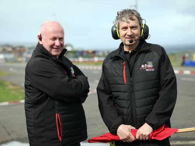 Mervyn Whyte (left) with Clerk of the Course Stanleigh Murray at this year's North West 200.