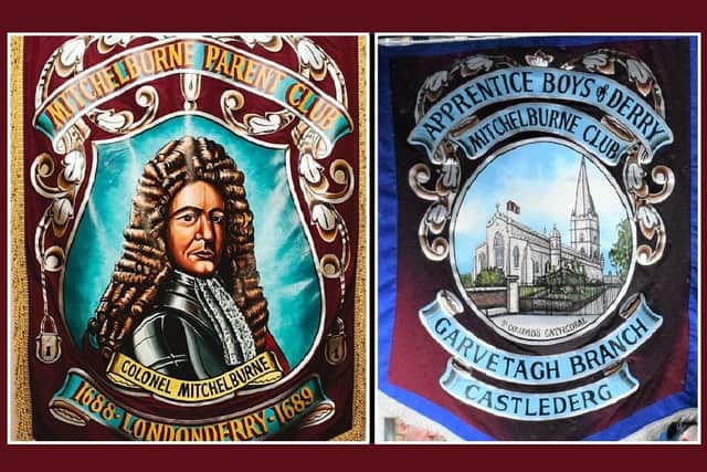 Mitchelburne Club banners; the ABOD main Easter Monday march is in Cookstown