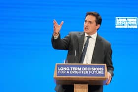 Minister for Veterans' Affairs Johnny Mercer delivers a speech during the Conservative Party annual conference at the Manchester Central convention complex. Picture date: Wednesday October 4, 2023. PA Photo. See PA story POLITICS Tories. Photo credit should read: Danny Lawson/PA Wire 