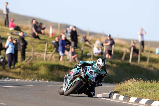 Michael Dunlop on his Hawk Racing Honda Superbike at the Bungalow on Tuesday evening in Isle of Man TT qualifying